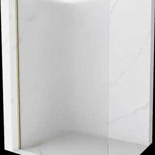 Mexen  Kioto,  sprchová zástena 140 x 200 cm,  8mm sklo s rebrovým vzorom,  zlatý profil,  800-140-101-50-09 značky Mexen