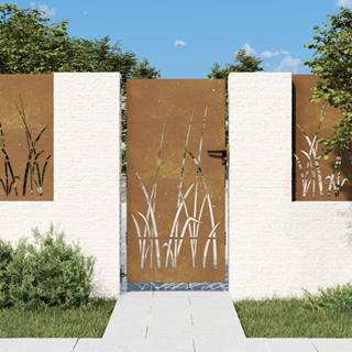 Petromila vidaXL Záhradná brána 85x175 cm kortenová oceľ dizajn trávy