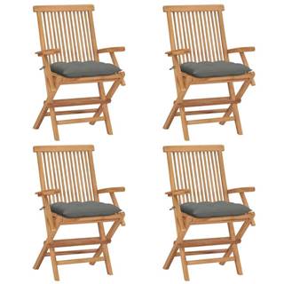 Petromila vidaXL Záhradné stoličky so sivými podložkami 4 ks tíkový masív