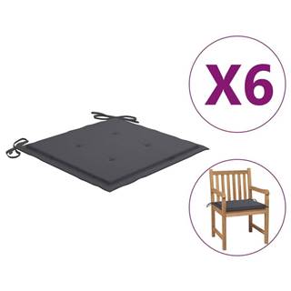 Vidaxl Podložky na záhradné stoličky 6 ks antracitové 50x50x4 cm látkové