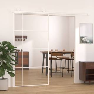 Vidaxl Posuvné dvere ESG sklo a hliník 102, 5x205 cm biele