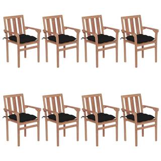Vidaxl  Stohovateľné záhradné stoličky s podložkami 8 ks tíkový masív značky Vidaxl