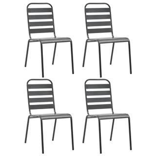 Vidaxl  Vonkajšie stoličky 4 ks,  latkový dizajn,  oceľ,  tmavosivé značky Vidaxl