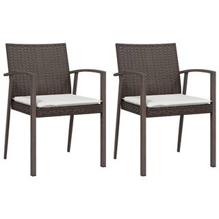 Vidaxl Záhradné stoličky s vankúšmi 2 ks hnedé 56, 5x57x83 cm polyratan