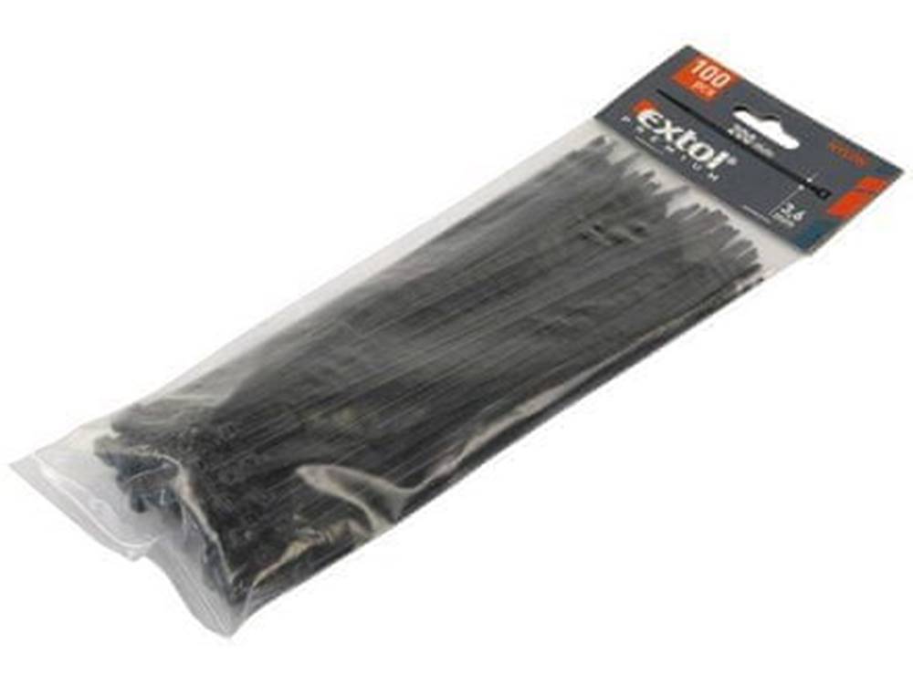 Extol Premium  Pásky na vodiče (8856156) čierne,  3, 6x200mm,  100ks,  Ø50mm,  18kg,  nylon PA66 značky Extol Premium