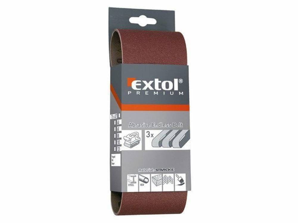 Extol Premium  Plátno brúsne nekonečný pás,  bal. 3ks,  P80,  75x457mm značky Extol Premium