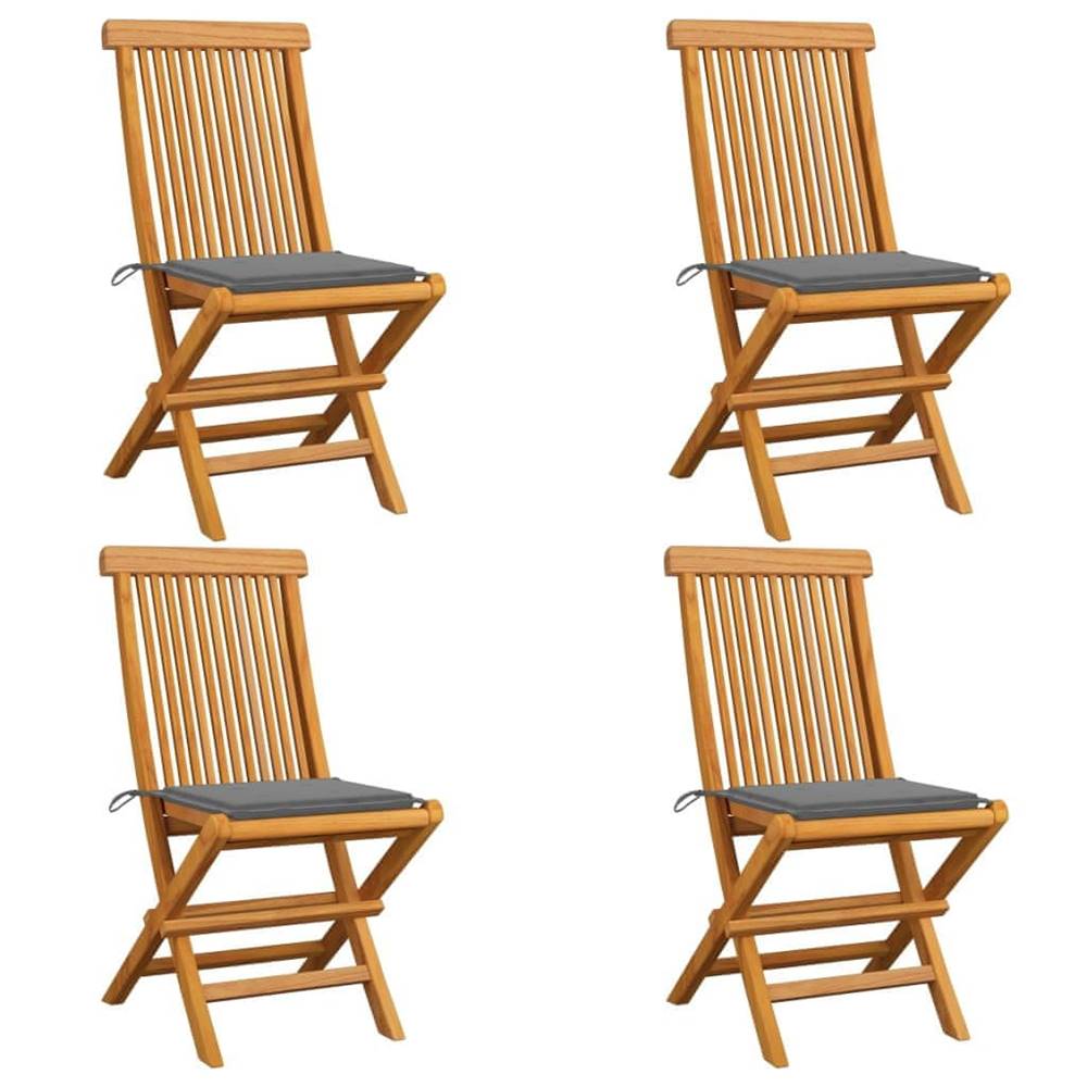 Petromila   Záhradné stoličky,  sivé podložky 4 ks,  tíkový masív značky Petromila