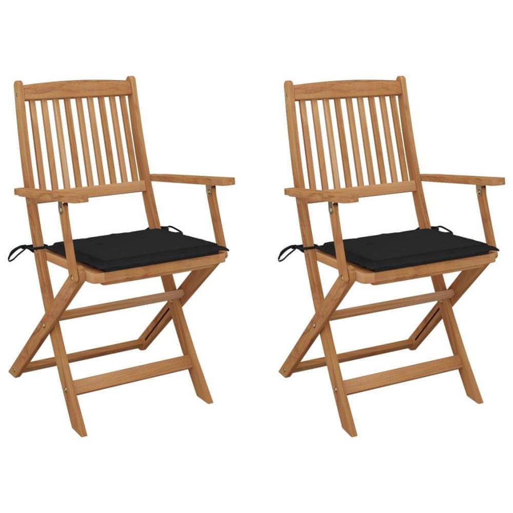 Vidaxl  Skladacie záhradné stoličky s podložkami 2 ks akáciový masív značky Vidaxl