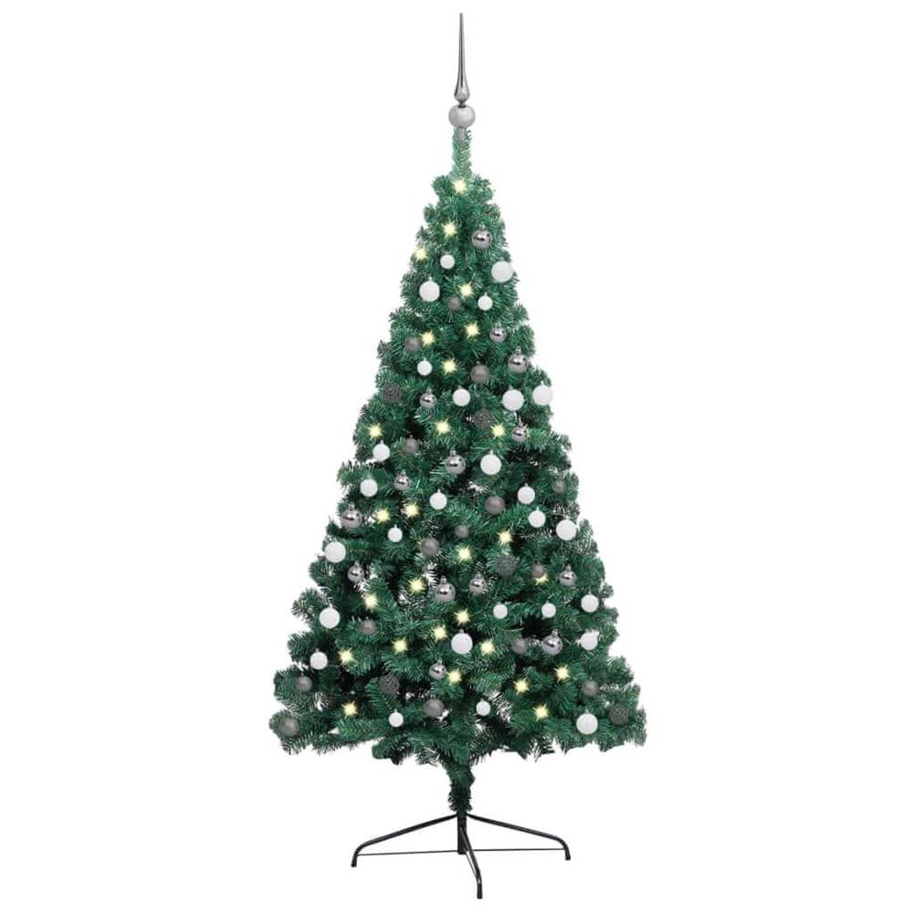 Vidaxl  Umelý vianočný polovičný stromček s LED a guľami zelený 150cm značky Vidaxl