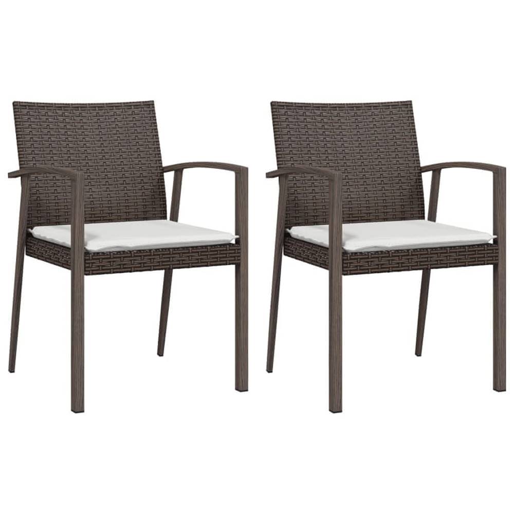 Vidaxl  Záhradné stoličky s vankúšmi 2 ks hnedé 56, 5x57x83 cm polyratan značky Vidaxl