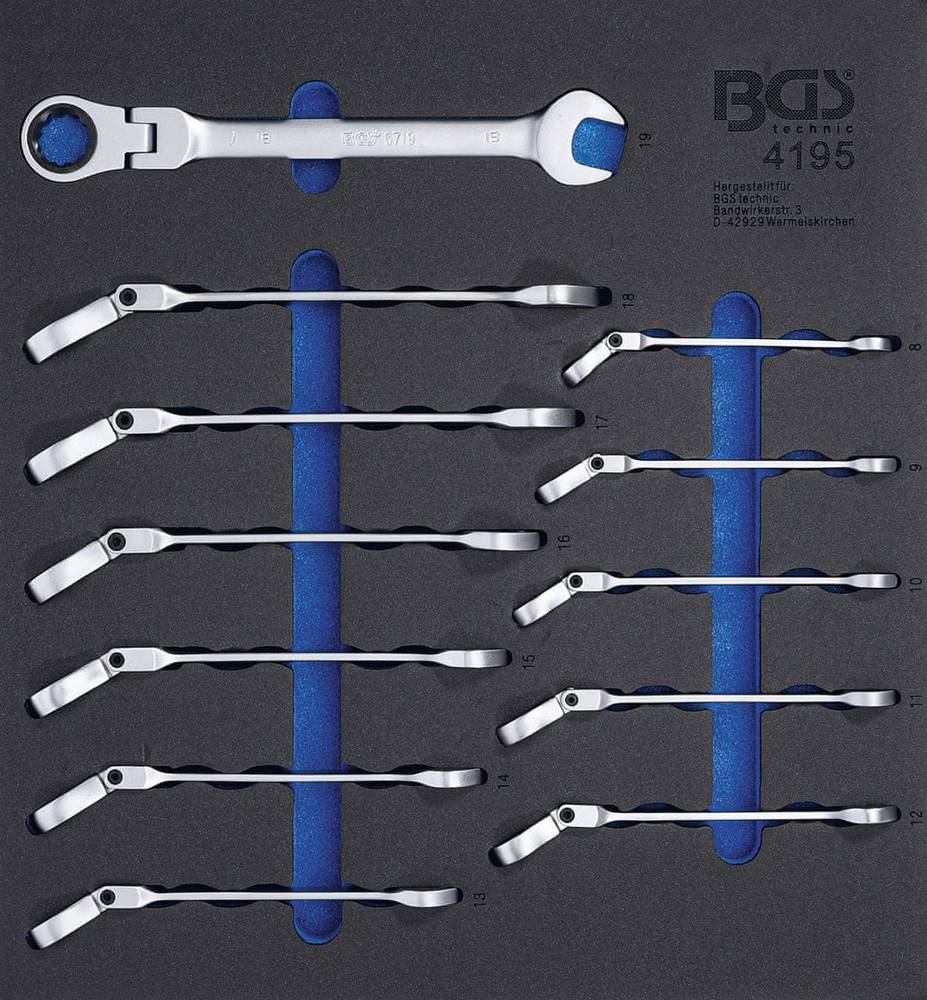 BGS technic  Očkoploché kľúče račňové s kĺbom,  8-19 mm,  12 dielov v module - BGS 4195 značky BGS technic