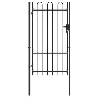 Vidaxl Jednokrídlová plotová brána s oblúkom,  oceľ 1x1, 75 m,  čierna