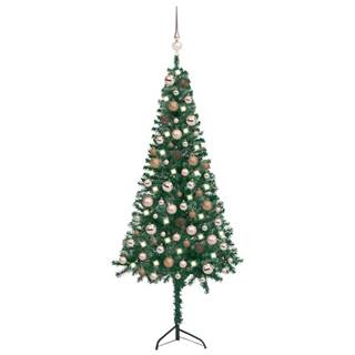Vidaxl  Rohový umelý vianočný stromček s LED a guľami zelený 120 cm PVC značky Vidaxl
