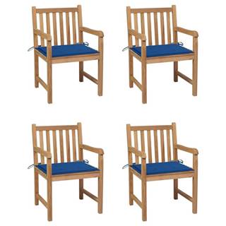 Vidaxl  Záhradné stoličky 4 ks kráľovské modré podložky teakový masív značky Vidaxl