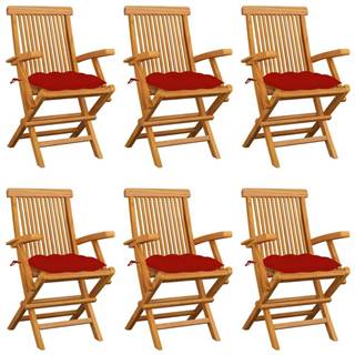 Vidaxl  Záhradné stoličky s červenými podložkami 6 ks tíkový masív značky Vidaxl
