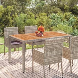 Vidaxl Záhradný stôl s drevenou doskou sivý 150x90x75 cm polyratan