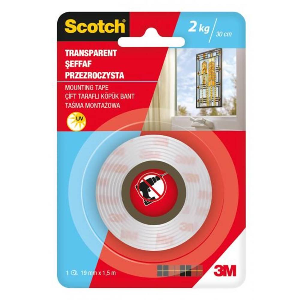 Scotch  Mmontážna páska do interiéru,  transparentná,  19 mm x 1, 5 m značky Scotch