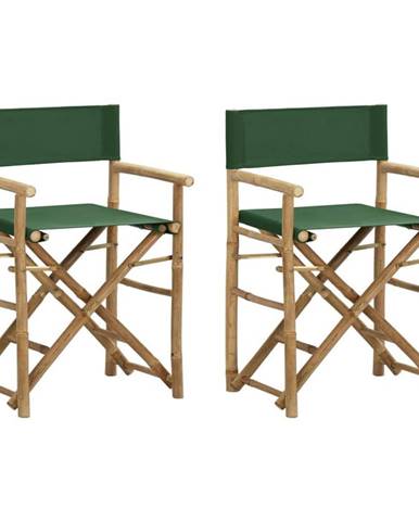 Petromila vidaXL Skladacie režisérske stoličky 2 ks zelené bambus a látka