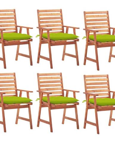 Vidaxl Vonkajšie jedálenské stoličky 6 ks s podložkami masívne akáciové drevo
