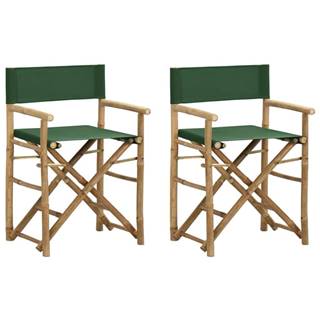 Petromila vidaXL Skladacie režisérske stoličky 2 ks zelené bambus a látka