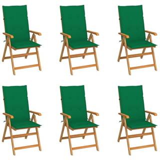Petromila   Záhradné stoličky 6 ks so zelenými podložkami tíkový masív značky Petromila