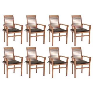 Vidaxl  Jedálenské stoličky 8 ks sivohnedé podložky tíkový masív značky Vidaxl