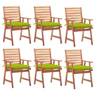 Vidaxl Vonkajšie jedálenské stoličky 6 ks s podložkami masívne akáciové drevo
