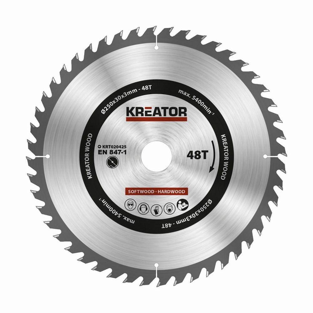 Kreator  KRT020425 - Pílový kotúč na drevo 250mm,  48T značky Kreator