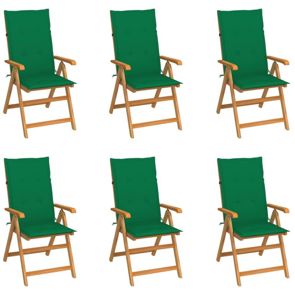Petromila   Záhradné stoličky 6 ks so zelenými podložkami tíkový masív značky Petromila