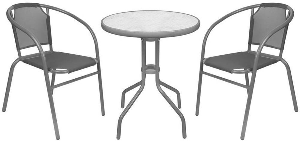 ST LEISURE EQUIPMENT  Set balkónový BRENDA,  šedý,  stôl 72x59 cm,  2x stolička 60x71 cm značky ST LEISURE EQUIPMENT