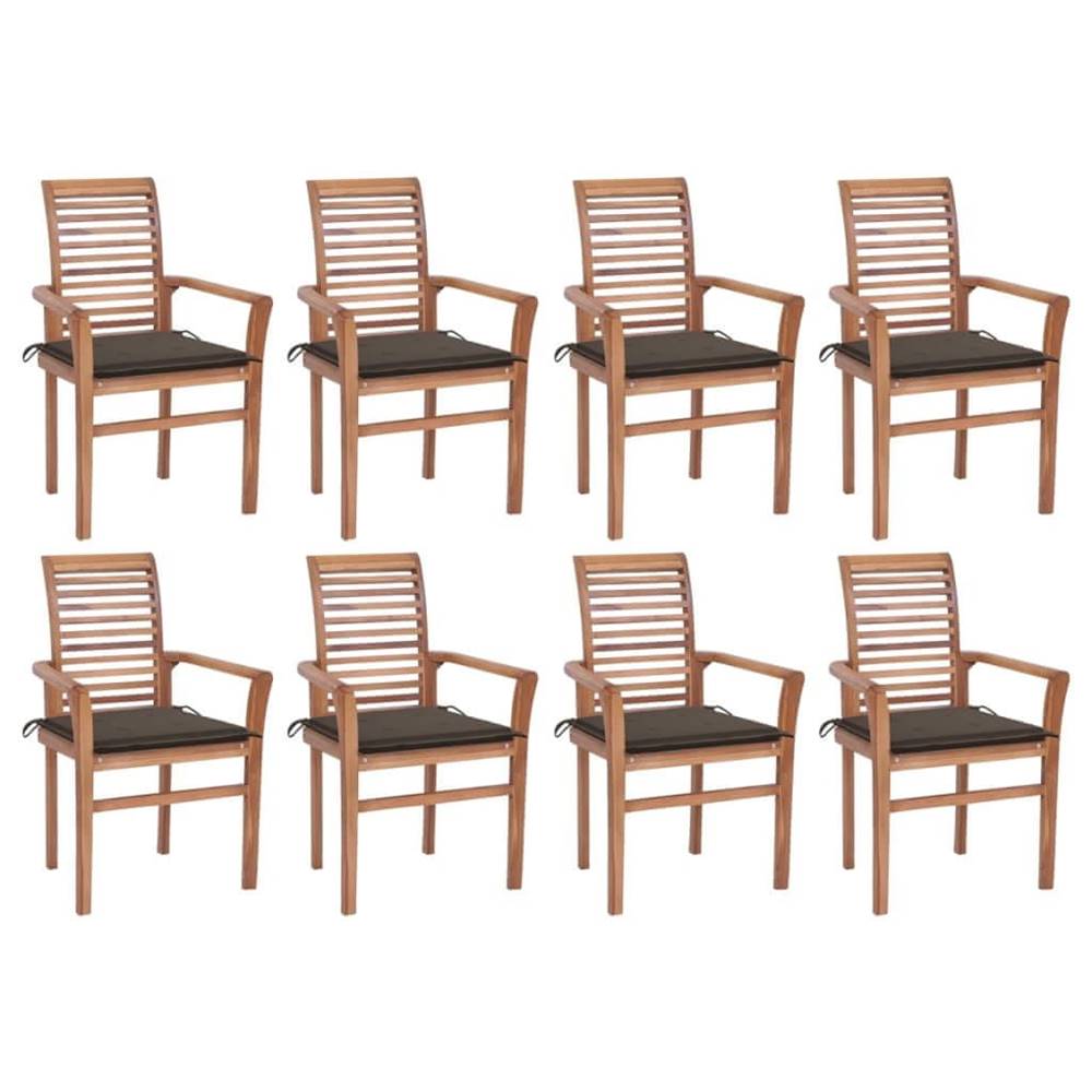Vidaxl  Jedálenské stoličky 8 ks sivohnedé podložky tíkový masív značky Vidaxl