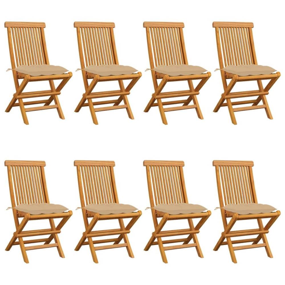 Vidaxl  Záhradné stoličky s béžovými podložkami 8 ks tíkový masív značky Vidaxl