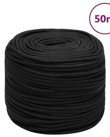 Vidaxl Lodné lano čierne 8 mm 50 m polypropylén