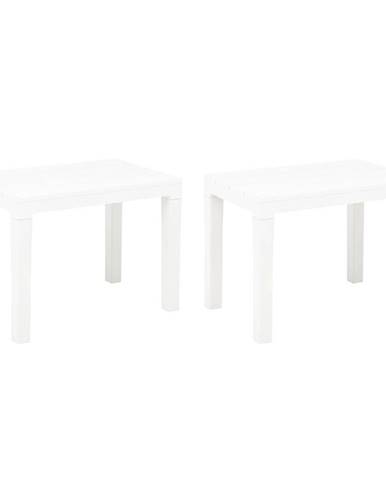 Vidaxl Záhradné lavičky 2 ks biele plastové