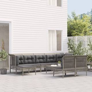 Vidaxl 9-dielna záhradná sedacia súprava s vankúšmi sivá polyratanová