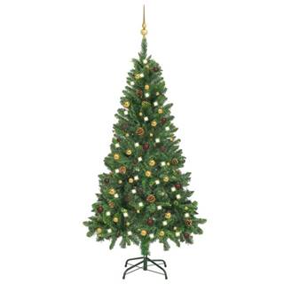 Vidaxl Umelý vianočný stromček s LED a sadou gulí zelený 150 cm