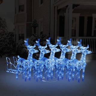 Vidaxl Vianočná dekorácia so sobmi a saňami 320 LED akryl