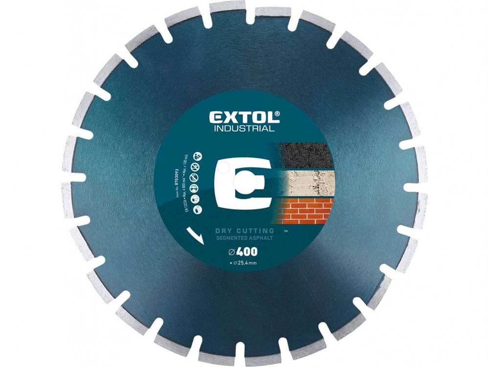 Extol Industrial  Kotúč diamantový rezný segmentový na ASFALT,  suché rezanie,  O 400x25, 4x3, 5mm značky Extol Industrial