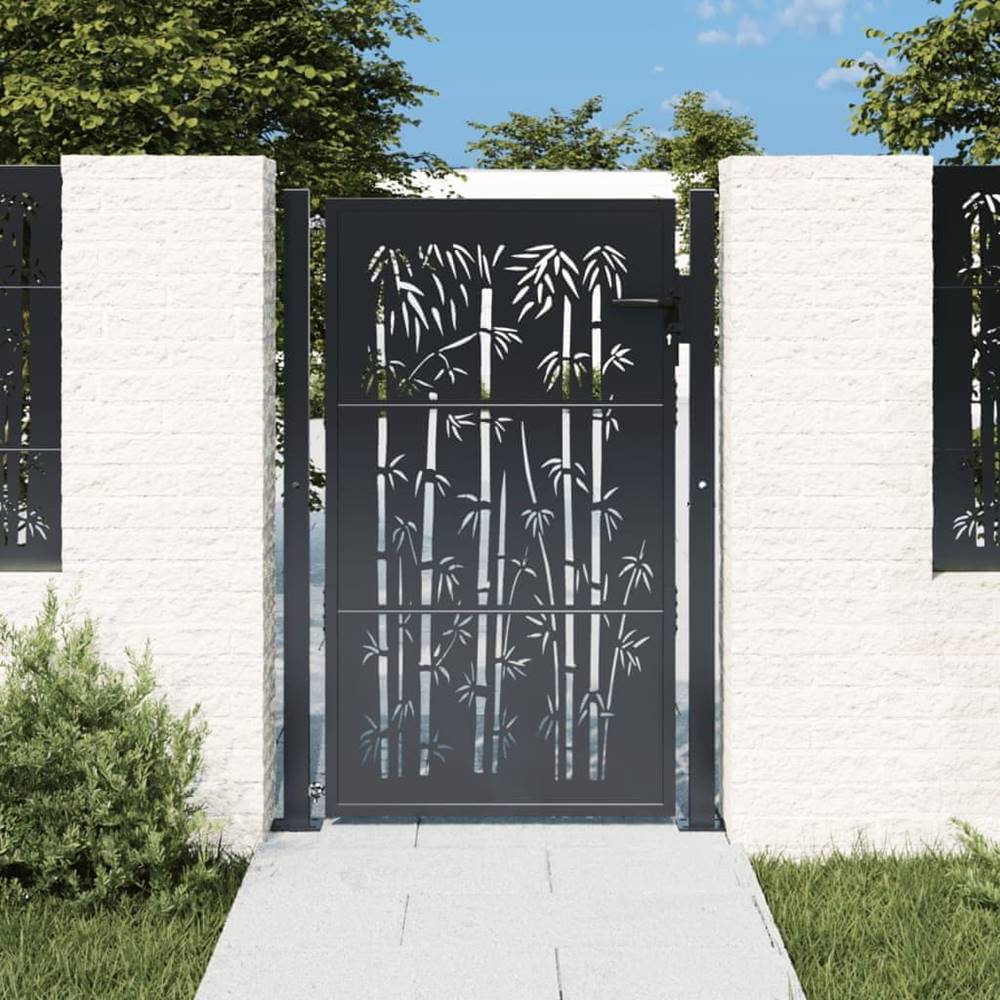 Petromila   Záhradná brána antracitová 105x155 cm oceľ dizajn bambusu značky Petromila