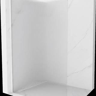 Mexen  Kioto,  sprchová zástena 110 x 200 cm,  8mm sklo s rebrovým vzorom,  biely profil,  800-110-101-20-09 značky Mexen