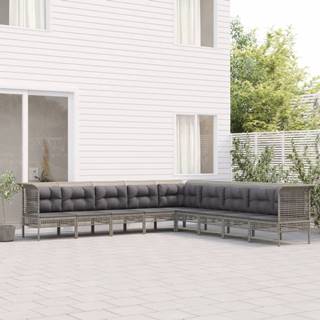 Petromila vidaXL 9-dielna záhradná sedacia súprava s vankúšmi sivá polyratanová