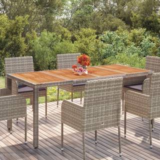 Petromila vidaXL Záhradný stôl s drevenou doskou sivý 190x90x75 cm polyratan