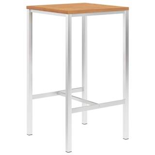 Vidaxl Barový stôl 60x60x105 cm teakový masív a nehrdzavejúca oceľ