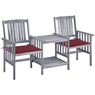 Vidaxl Záhradné stoličky s čajovým stolíkom a sedákmi akáciový masív