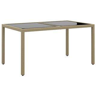 Vidaxl Záhradný stôl 150x90x75 cm tvrdené sklo a polyratan béžový