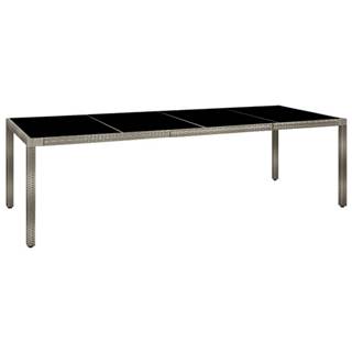 Vidaxl  Záhradný stôl sivý 250x100x75 cm tvrdené sklo a polyratan značky Vidaxl