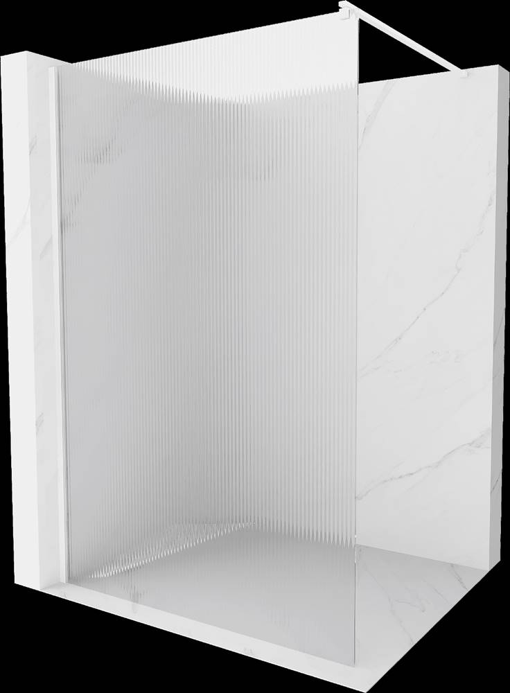 Mexen  Kioto,  sprchová zástena 110 x 200 cm,  8mm sklo s rebrovým vzorom,  biely profil,  800-110-101-20-09 značky Mexen