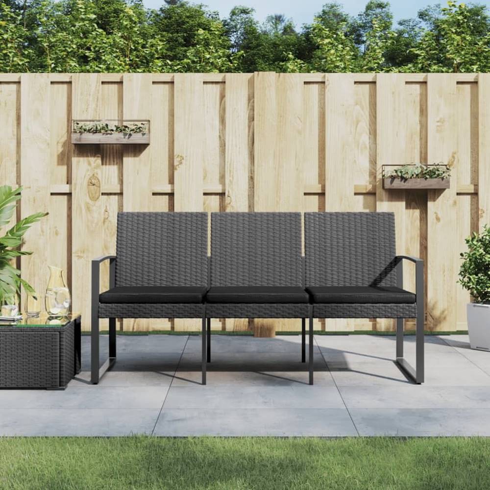 Vidaxl  3-miestna záhradná lavička s podložkami tmavo sivá PP ratan značky Vidaxl