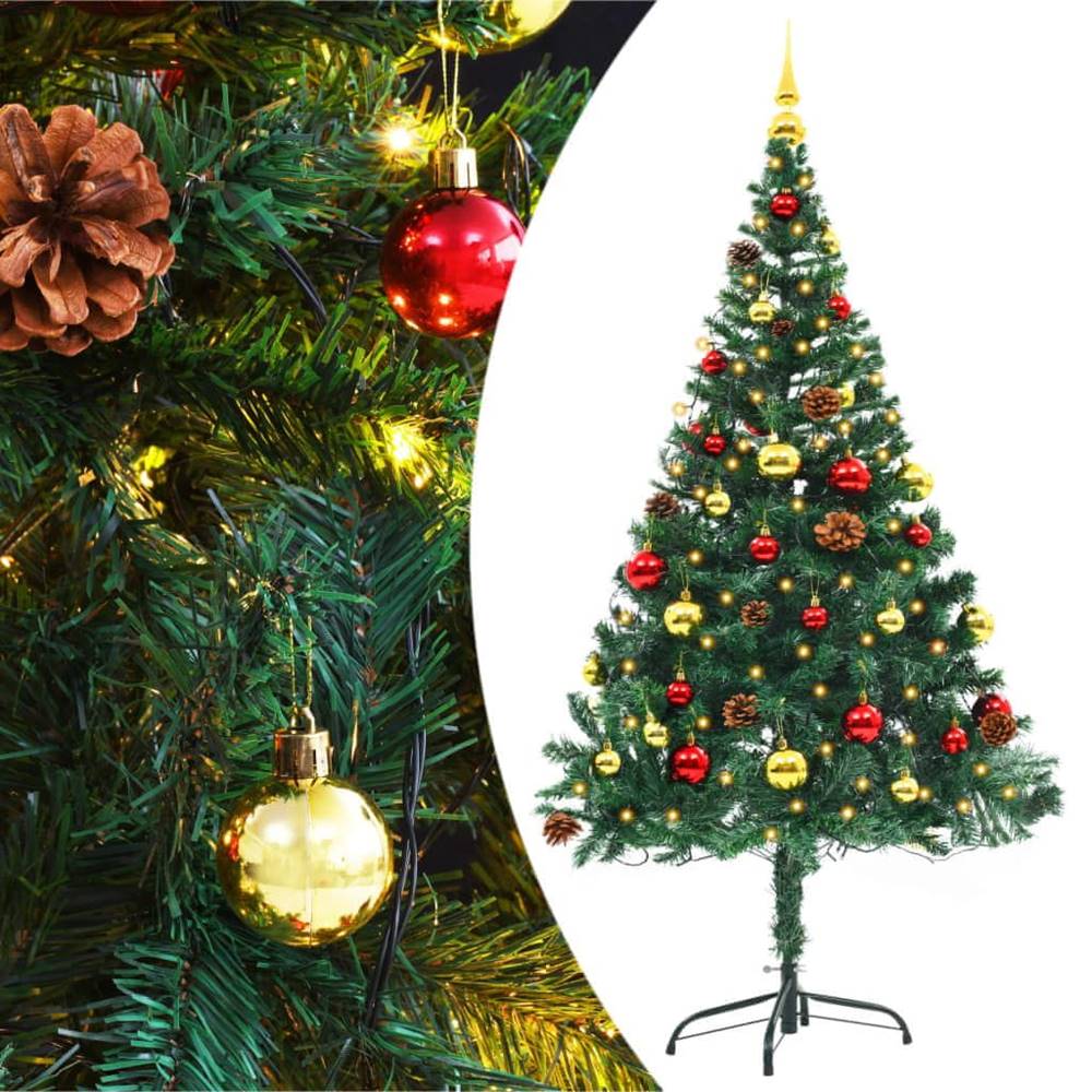 Vidaxl  Umelý vianočný stromček s ozdobami a LED diódami,  zelený 150 cm značky Vidaxl