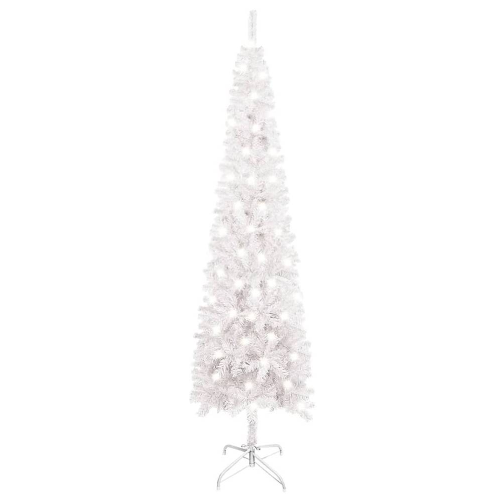 Vidaxl  Úzky vianočný stromček s LED biely 150 cm značky Vidaxl